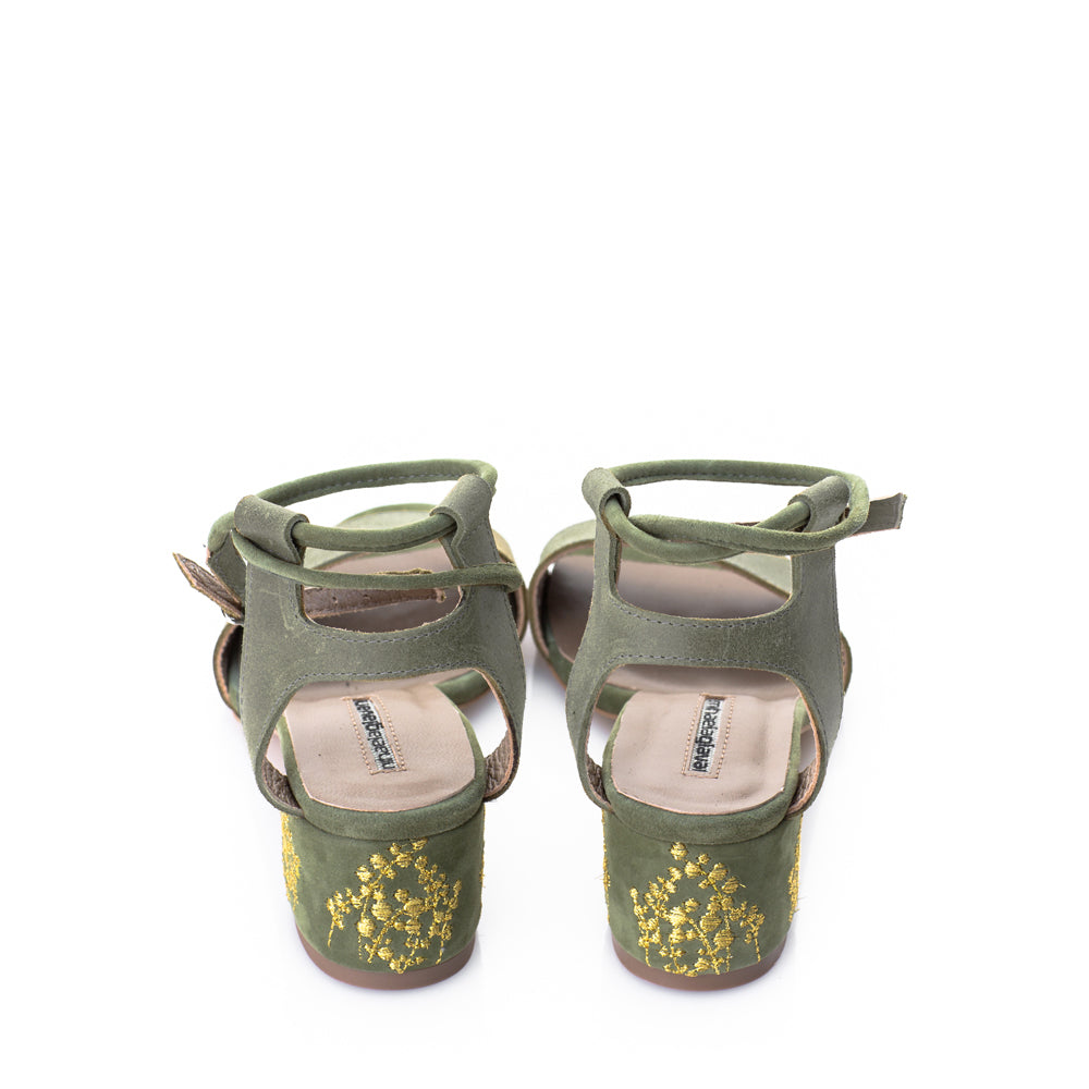 Lily of the Valley olive nubuck sandals