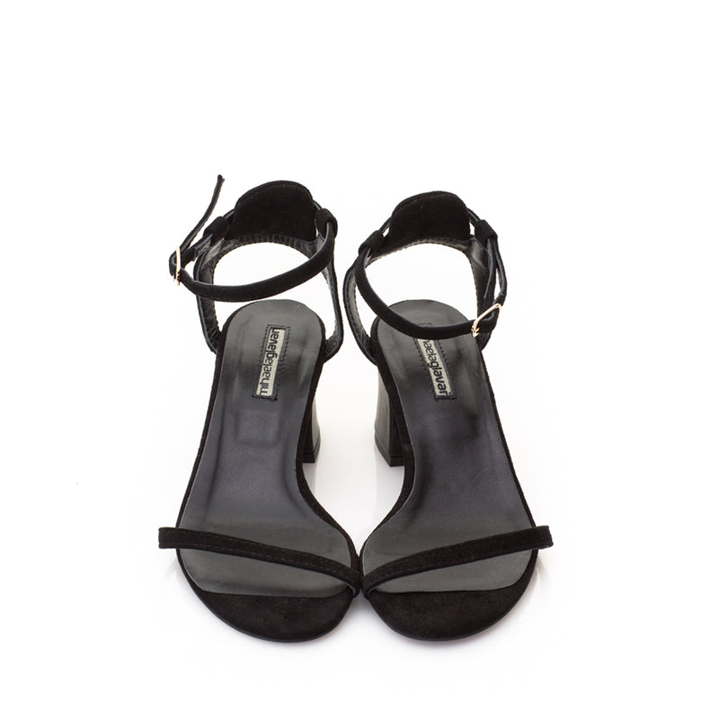 Lily of the Valley Black Suede Sandals
