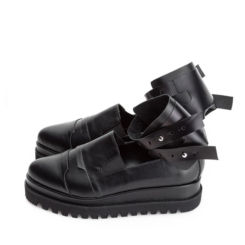 Handmade flat platform shoes with natural leather interior