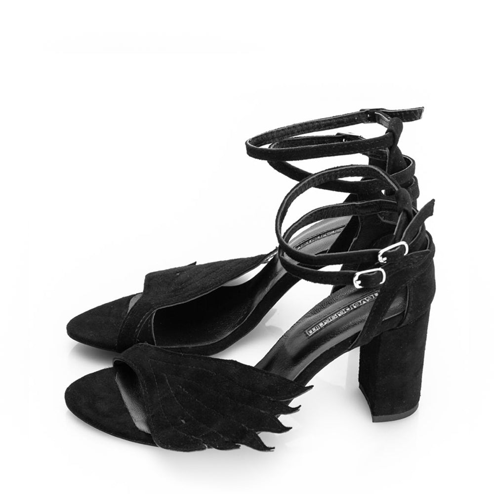 Fly Away With Me black suede sandals