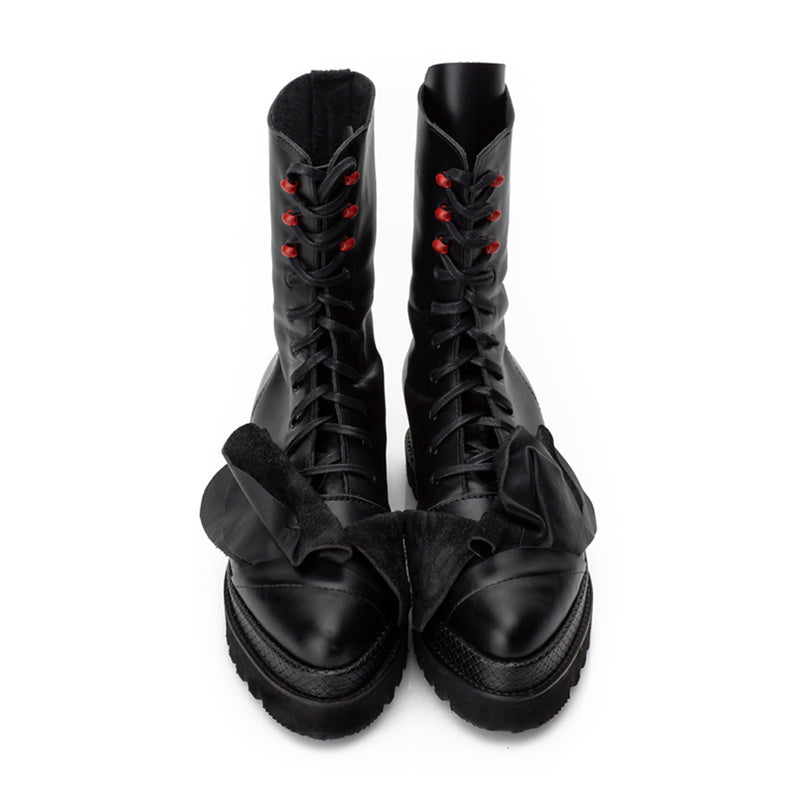Lace up flat platform fantasy boots