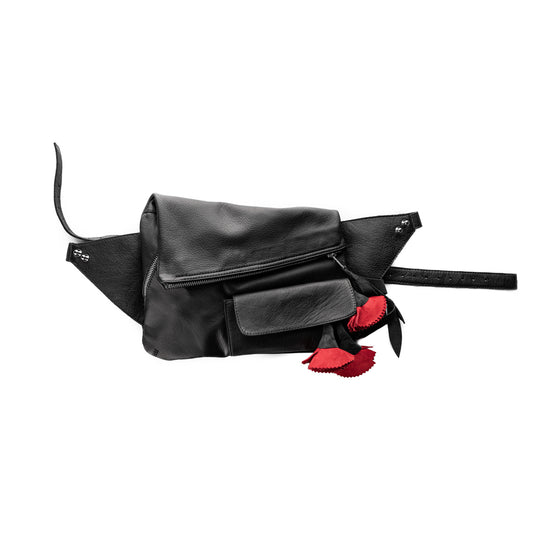 Make this flower great again black leather purse