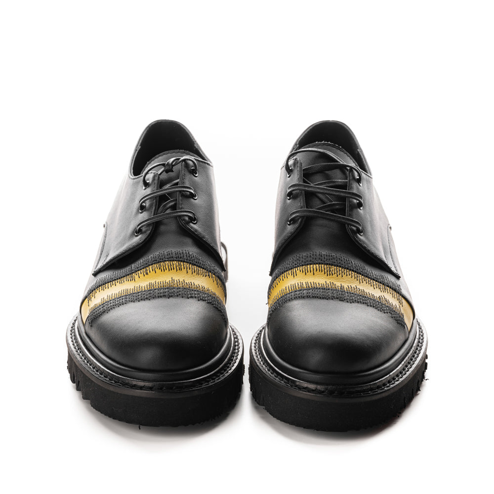 Same Frequency black leather men shoes