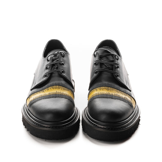 Same Frequency black leather men shoes