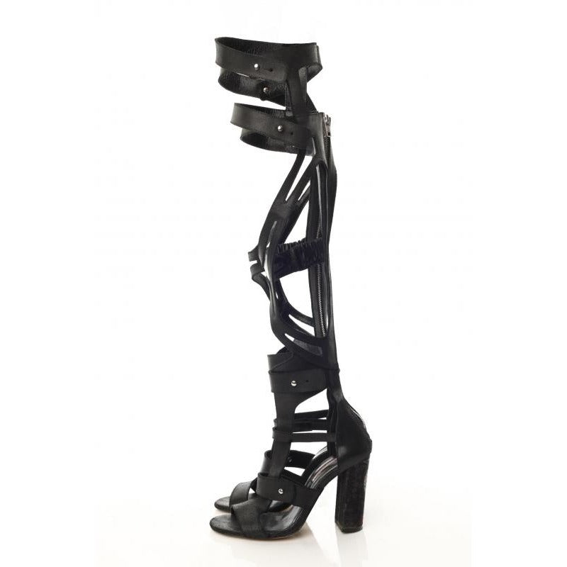 Are You Loving Yvonne Nelson's Black Gladiator Knee High Heels? | BellaNaija