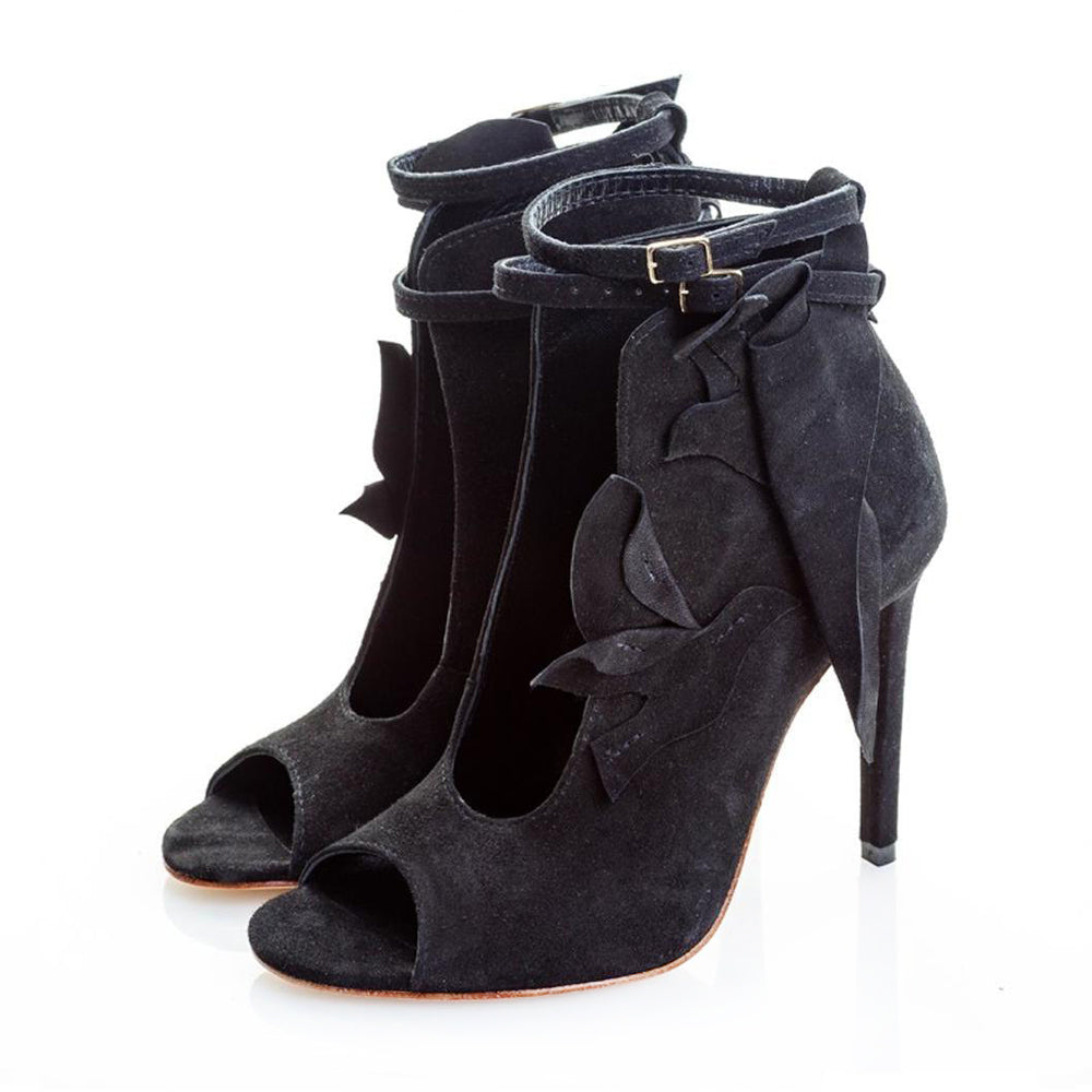 Seagulls Cutout black suede booties