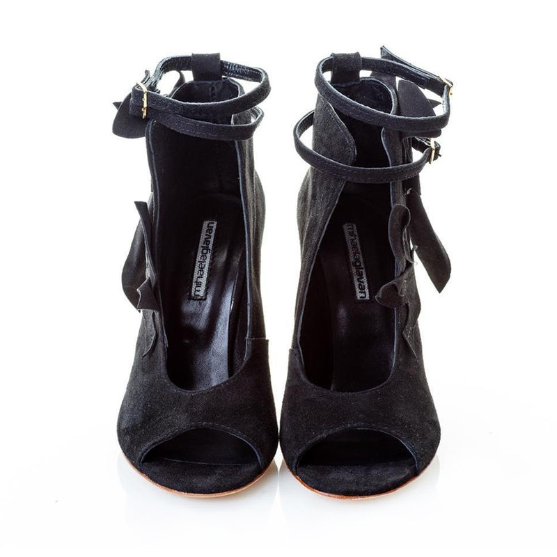 Seagulls Cutout Black Suede Booties