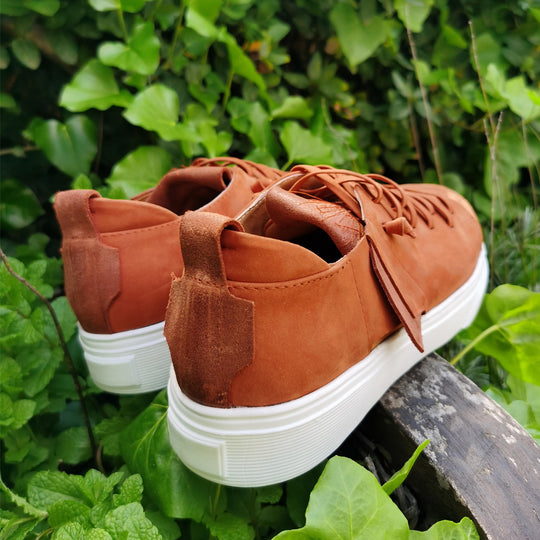 Strip Down brick orange women leather sneakers