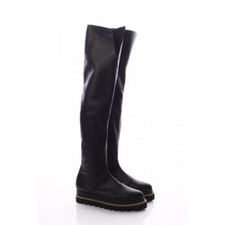 V-cut Overknee Black Boots