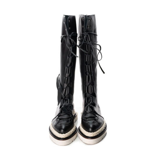 Garden Dreams lace-up black leather boots