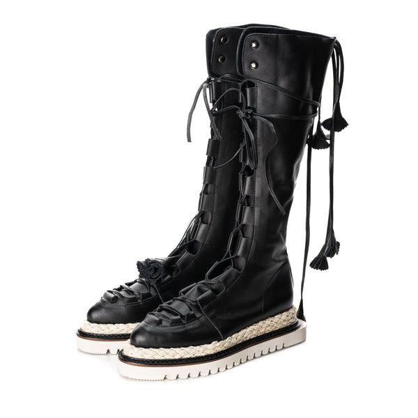 Garden Dreams lace-up black leather boots