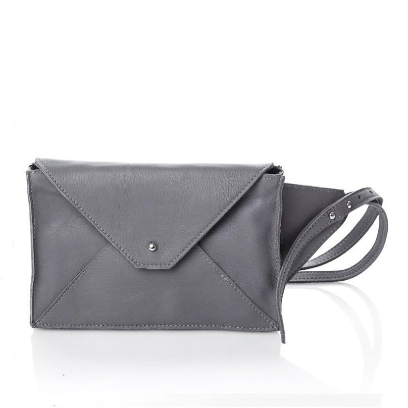 Envelope Star grey leather bum bag
