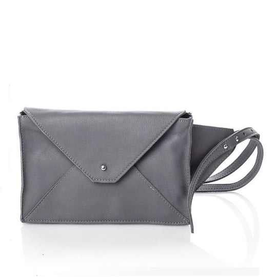 Envelope Star grey leather bum bag
