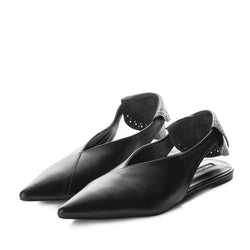 Stylish black leather open back shoes