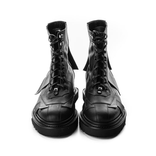 Deconstructed Mood black leather men booties