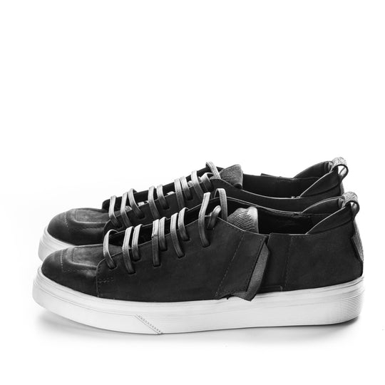 Strip Down black leather sneakers