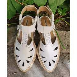 White leather flat platform shoes 