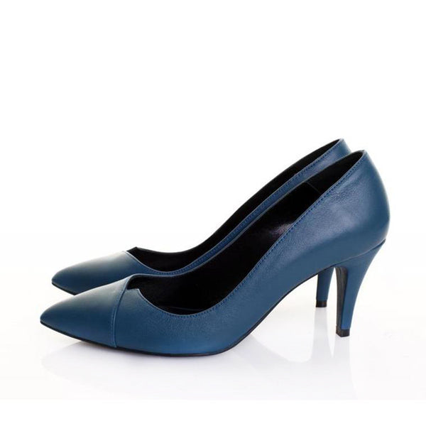 V-Cut Blue Pumps