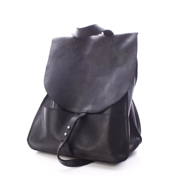 Simplicity black leather backpack
