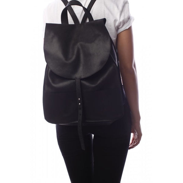 Simplicity black leather backpack
