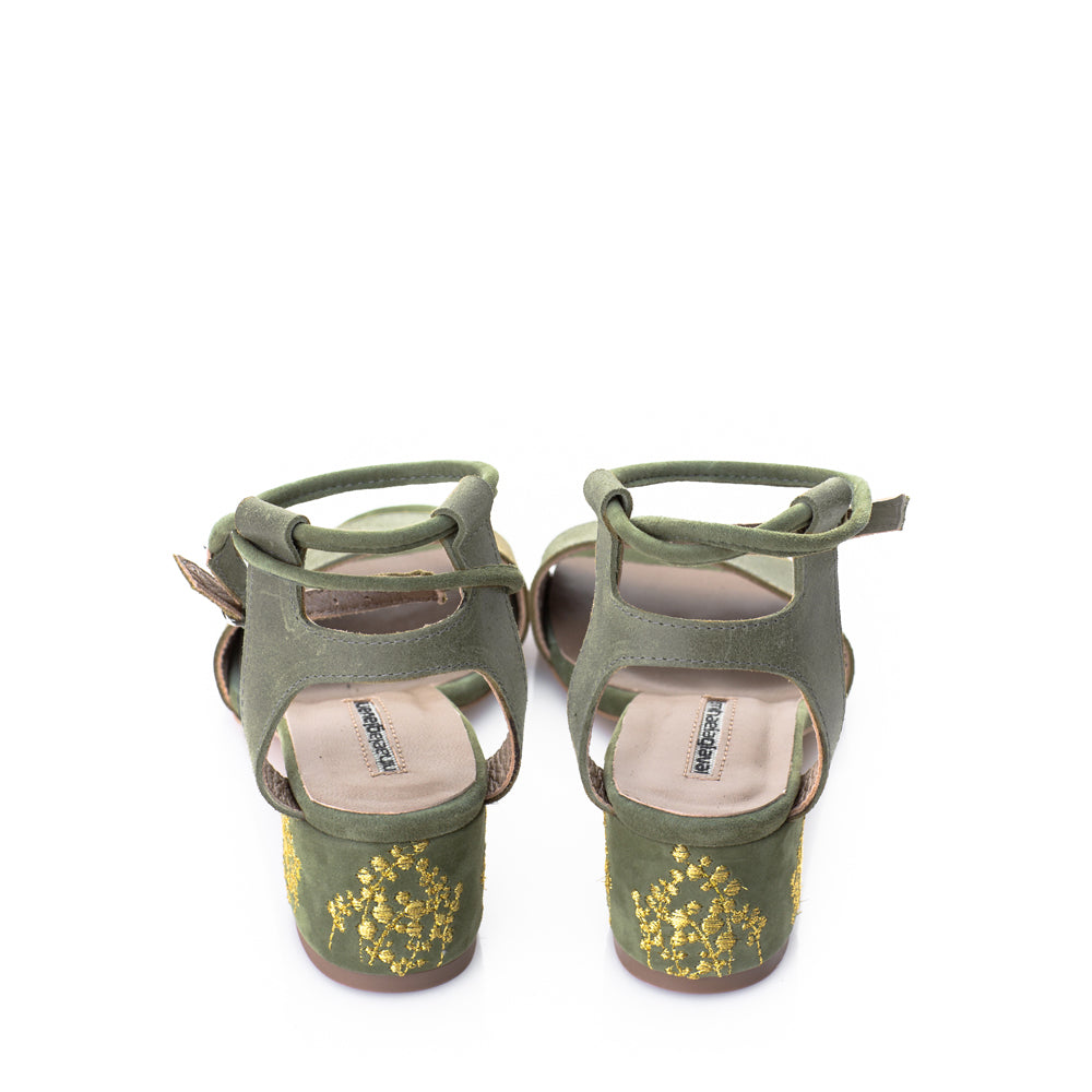 Lily of the Valley olive nubuck sandals