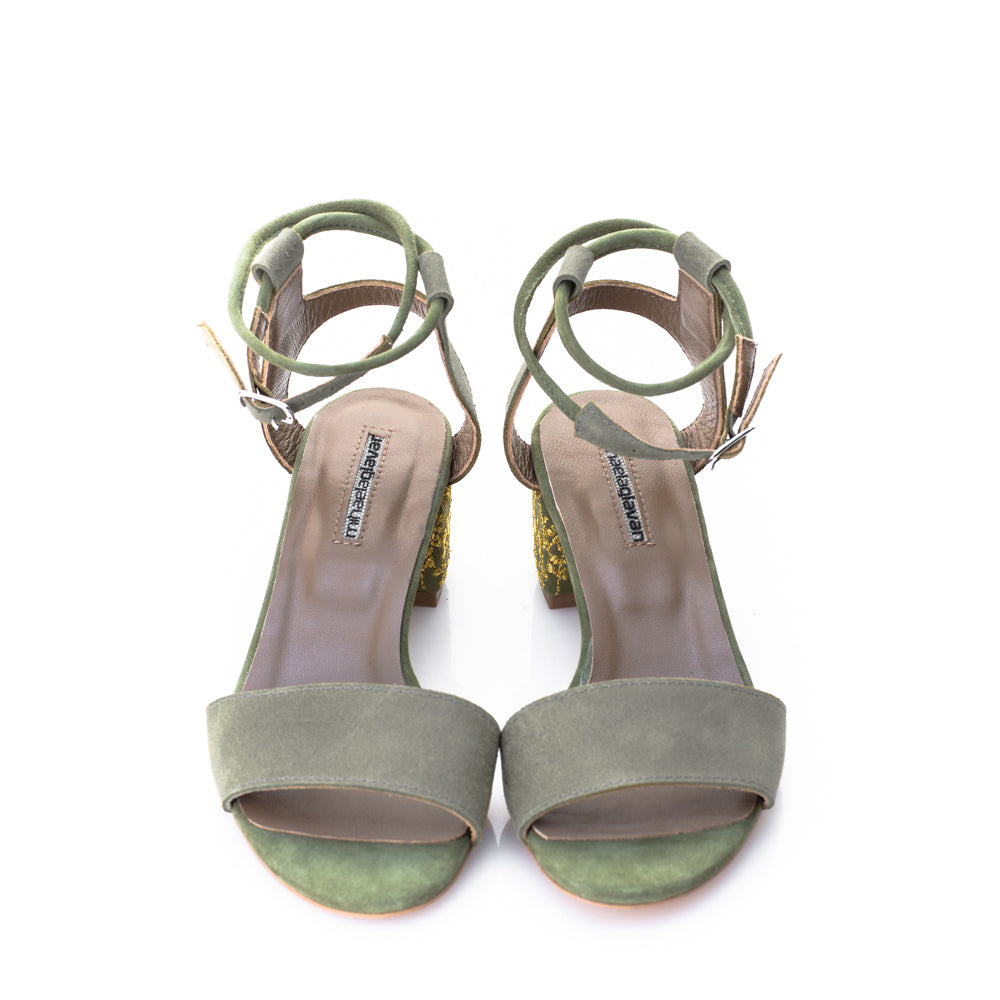 Lily of the Valley olive nubuck sandals
