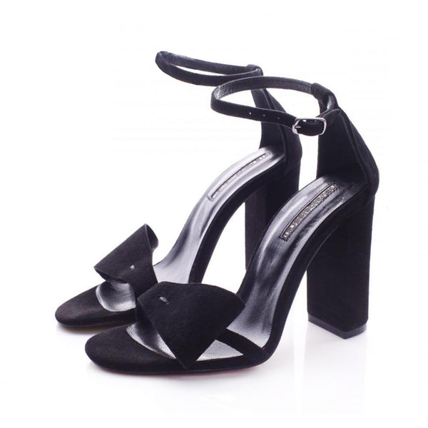 Honest Bow Black Suede Sandals