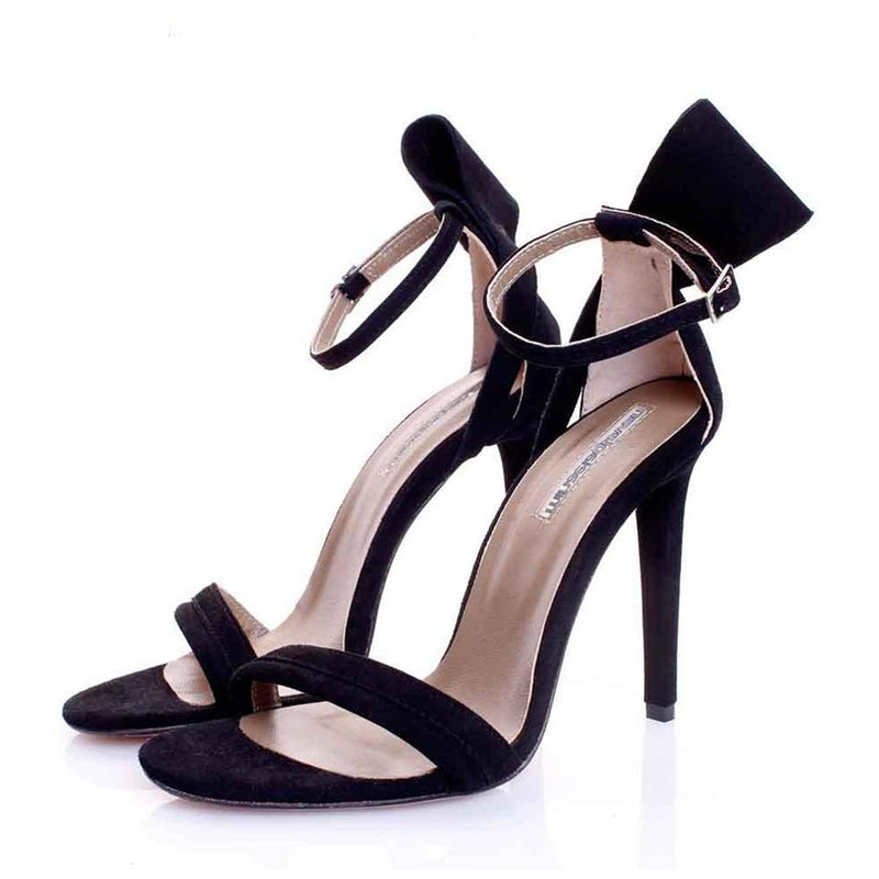 Back to Bow Black Suede Sandals