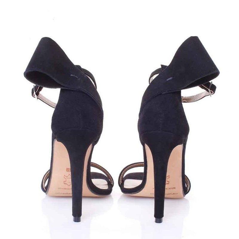 Back to Bow Black Suede Sandals