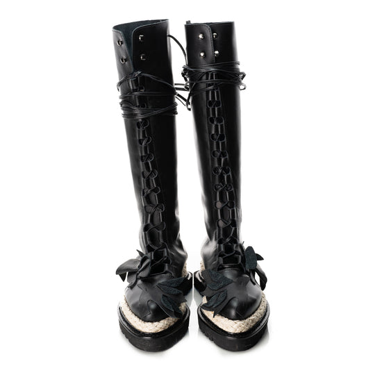Seagulls black leather lace-up boots - summer edition