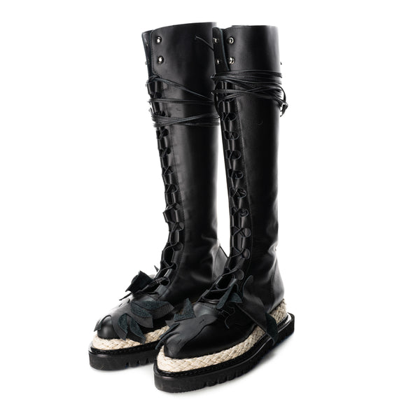 Seagulls black leather lace-up boots - summer edition