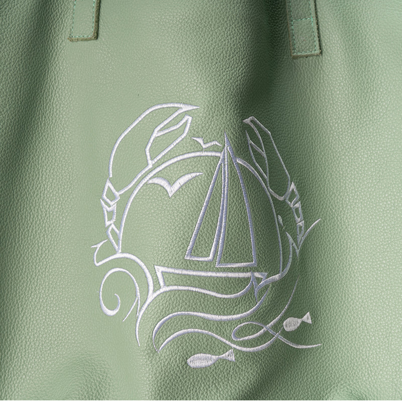 Seaside greetings green leather bag