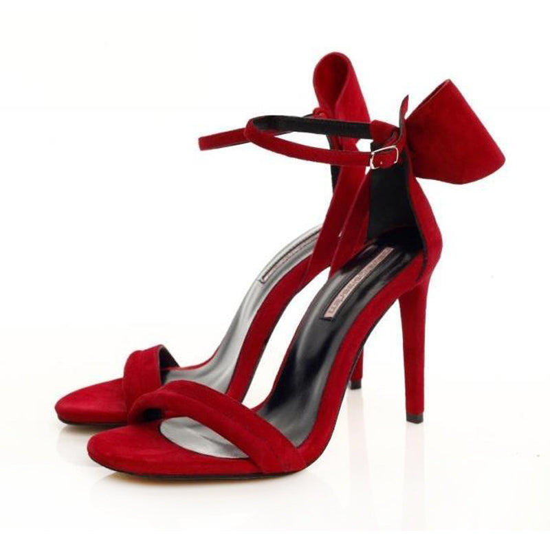 Back to Bow Red Suede Sandals